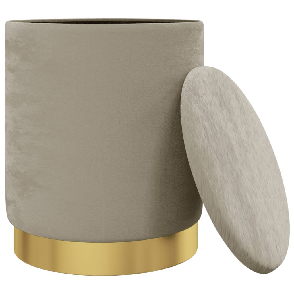 Sgabello Rotondo con Contenitore Grigio Scuro in Velluto 31 x 37 cm - homemem39