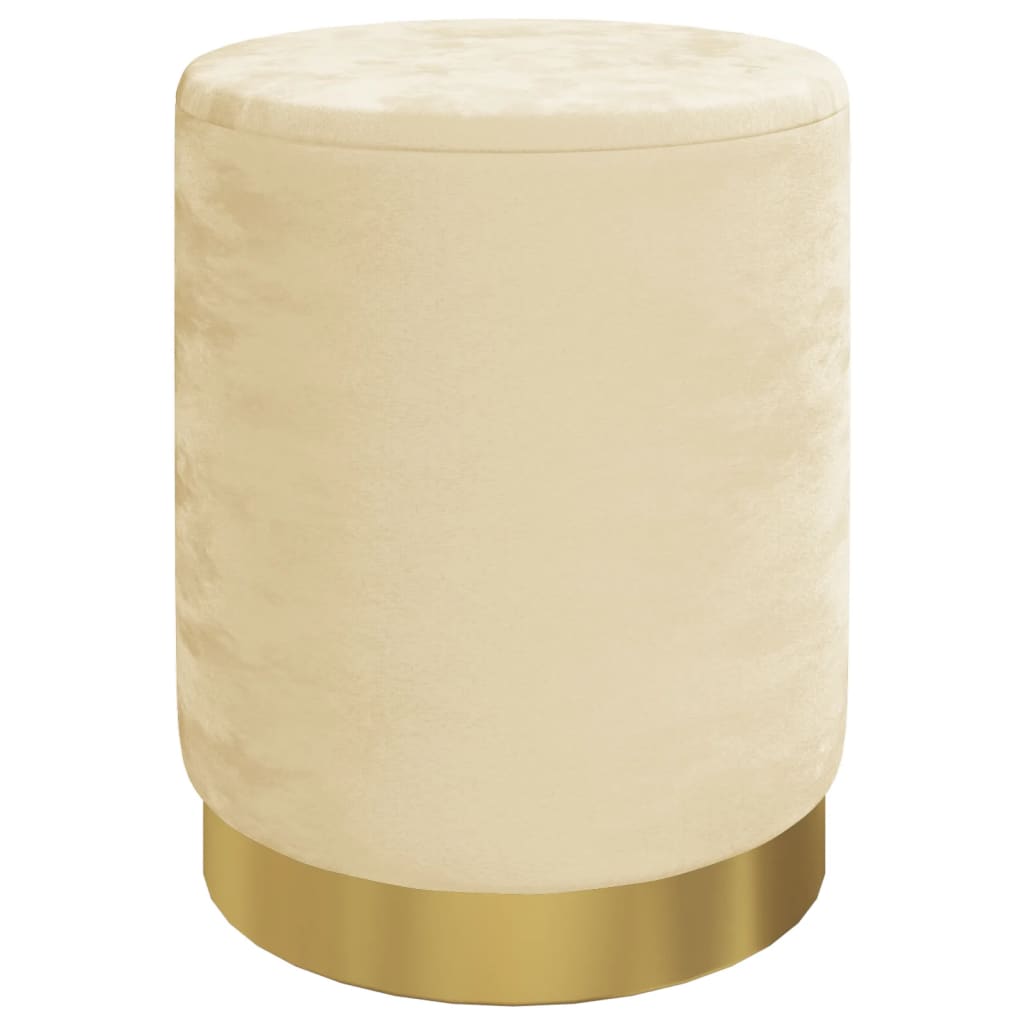 Sgabello Rotondo con Contenitore Albicocca in Velluto 31 x 37 cm - homemem39