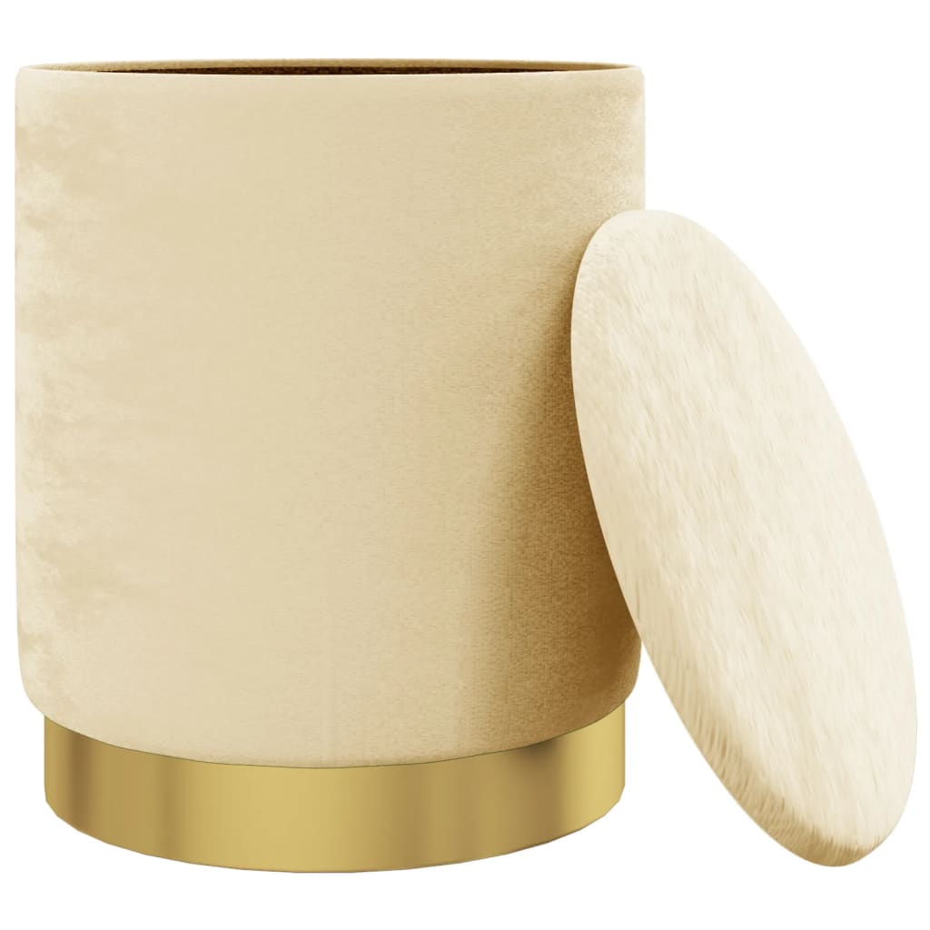 Sgabello Rotondo con Contenitore Albicocca in Velluto 31 x 37 cm - homemem39