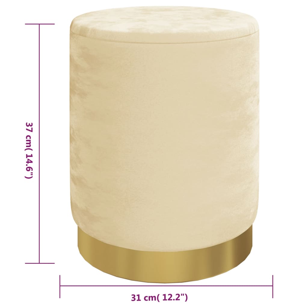 Sgabello Rotondo con Contenitore Albicocca in Velluto 31 x 37 cm - homemem39