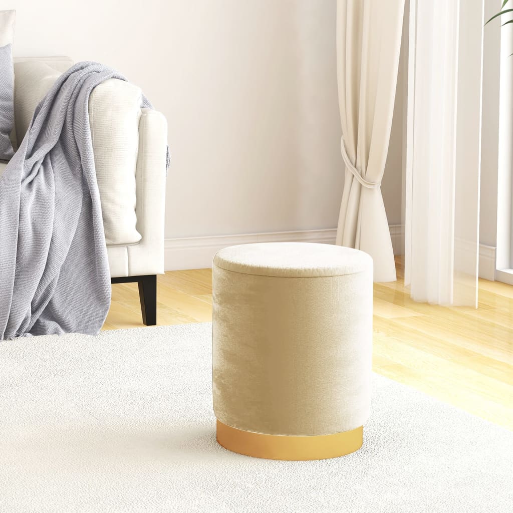 Sgabello Rotondo con Contenitore Albicocca in Velluto 31 x 37 cm - homemem39