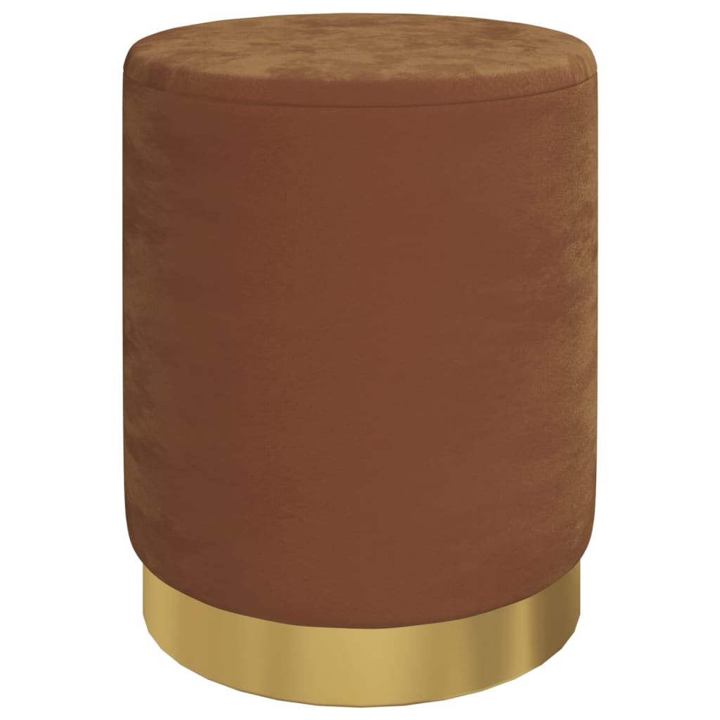 Sgabello Rotondo con Contenitore Marrone in Velluto 31 x 37 cm - homemem39