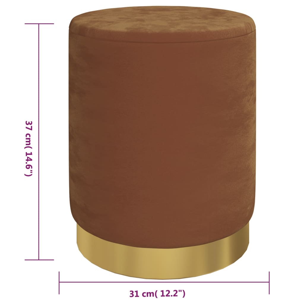 Sgabello Rotondo con Contenitore Marrone in Velluto 31 x 37 cm - homemem39