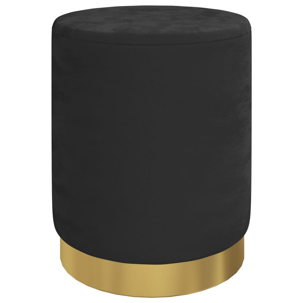 Sgabello Rotondo con Contenitore Nero in Velluto 31 x 37 cm - homemem39