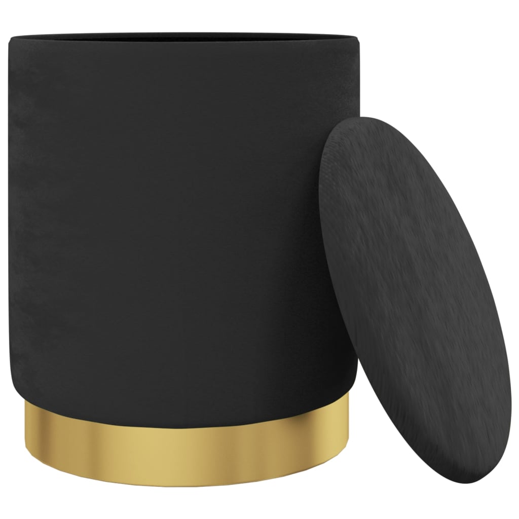 Sgabello Rotondo con Contenitore Nero in Velluto 31 x 37 cm - homemem39