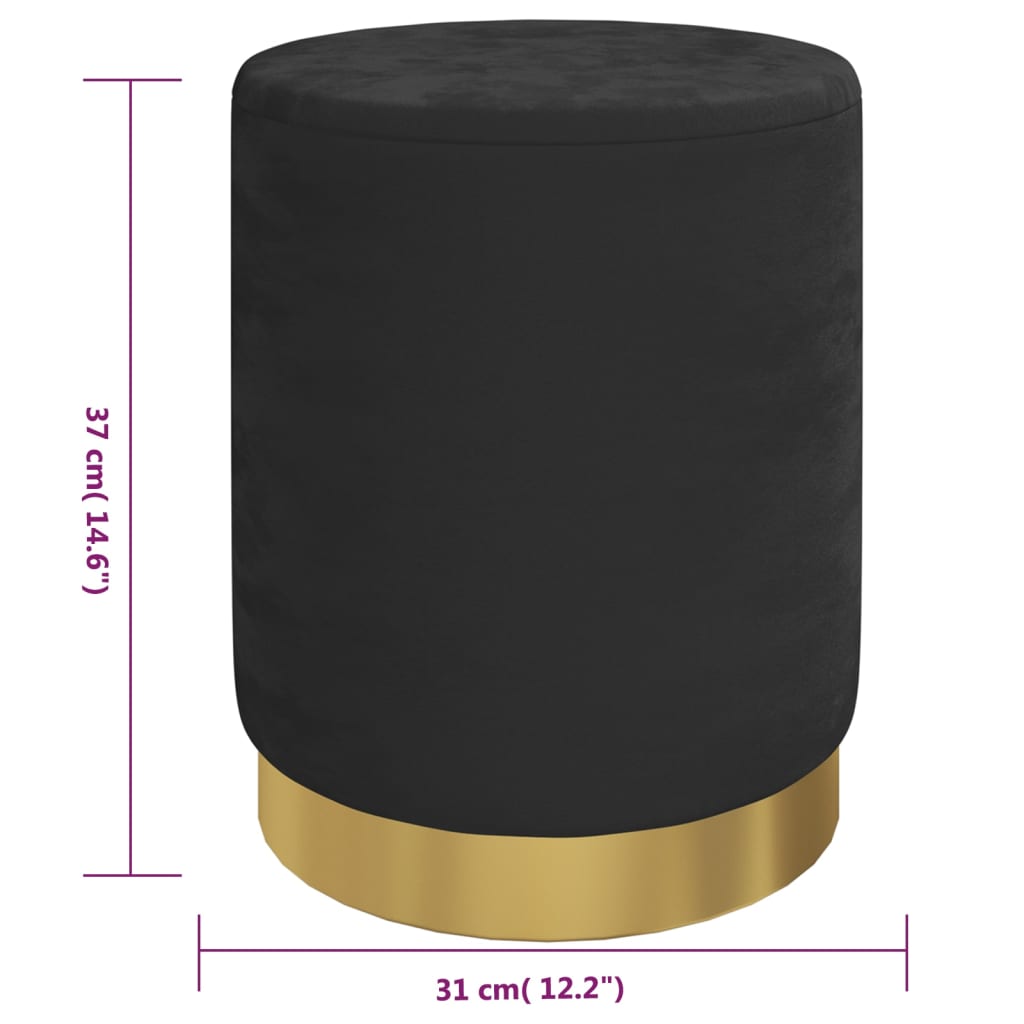 Sgabello Rotondo con Contenitore Nero in Velluto 31 x 37 cm - homemem39
