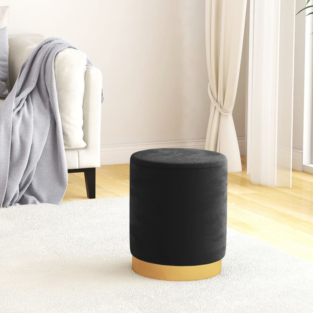 Sgabello Rotondo con Contenitore Nero in Velluto 31 x 37 cm - homemem39