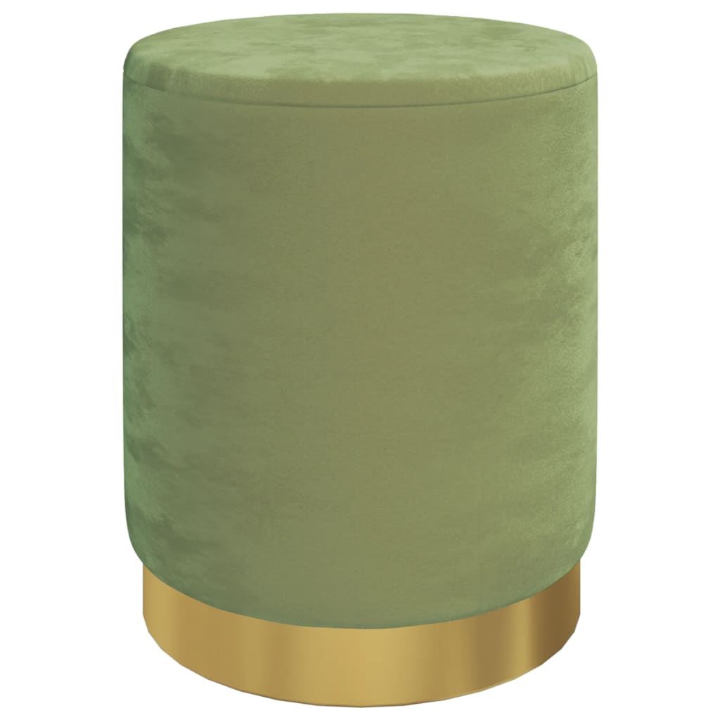 Sgabello Rotondo con Contenitore Verde Senape in Velluto 31 x 37 cm - homemem39