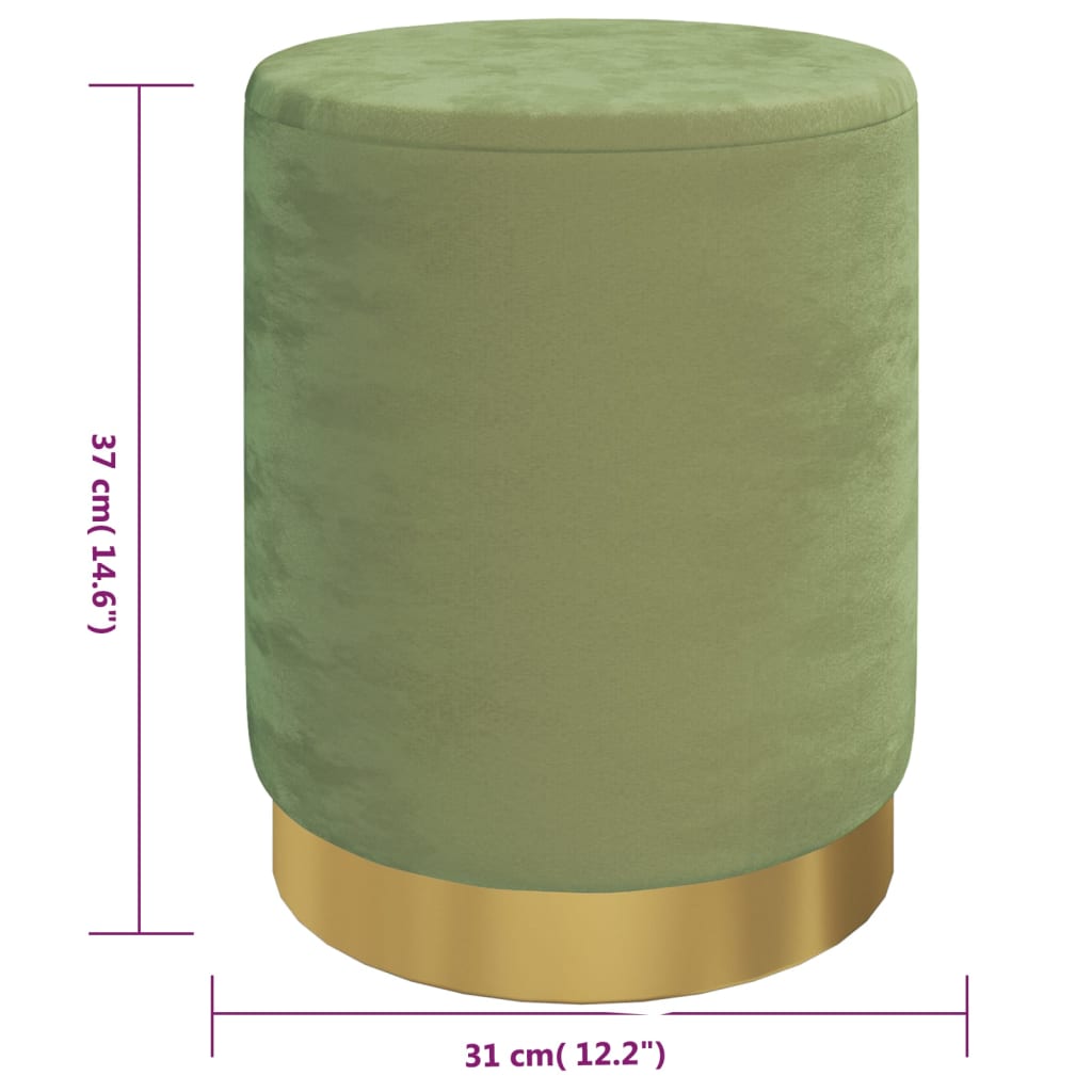 Sgabello Rotondo con Contenitore Verde Senape in Velluto 31 x 37 cm - homemem39