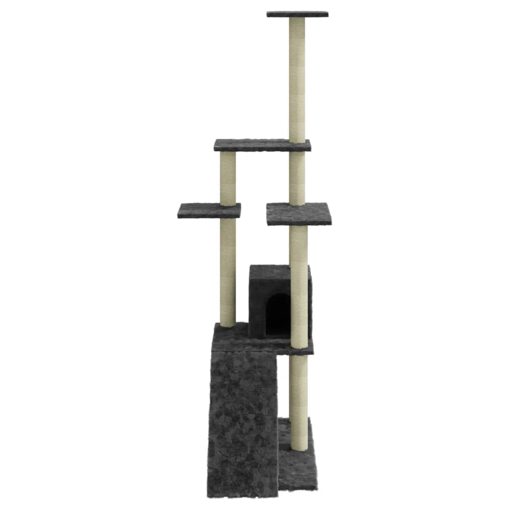 Albero per Gatti con Tiragraffi in Sisal Grigio Scuro 155 cm - homemem39
