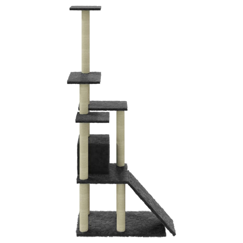 Albero per Gatti con Tiragraffi in Sisal Grigio Scuro 155 cm - homemem39