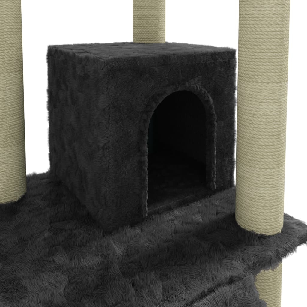 Albero per Gatti con Tiragraffi in Sisal Grigio Scuro 155 cm - homemem39