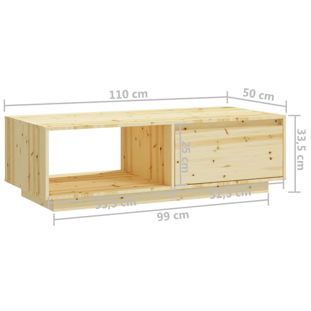 Tavolino da Salotto 110x50x33,5 cm in Legno Massello di Abete | homemem39