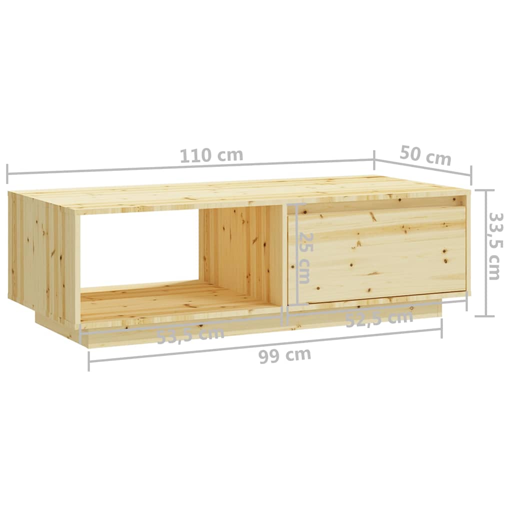 Tavolino da Salotto 110x50x33,5 cm in Legno Massello di Abete