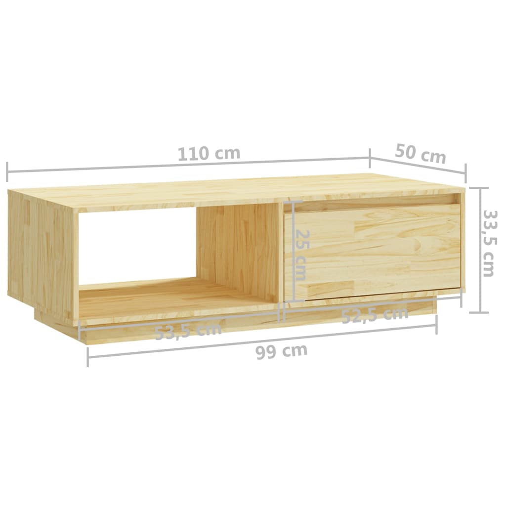 Tavolino da Salotto 110x50x33,5 cm in Legno Massello di Pino | homemem39
