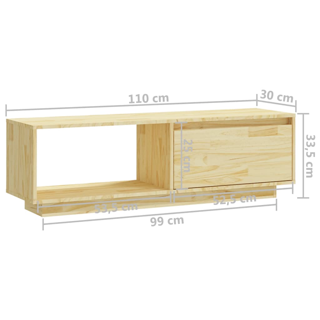 Mobile Porta TV 110x30x33,5 cm in Legno Massello di Pino | homemem39