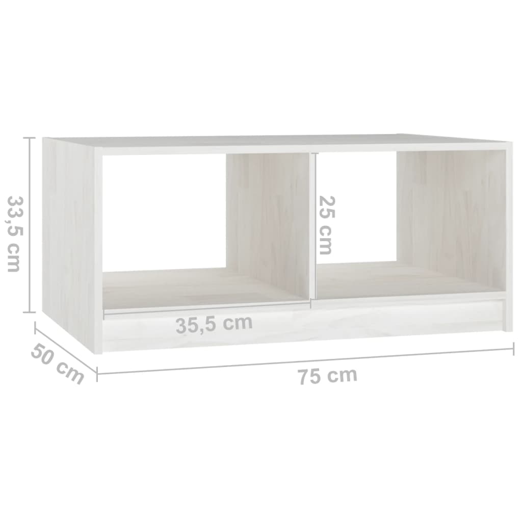 Tavolino da Salotto Bianco 75x50x33,5 cm Legno Massello di Pino | homemem39