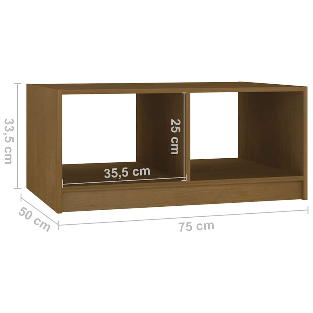 Tavolino da Salotto ambra 75x50x33,5 cm Legno Massello di Pino | homemem39