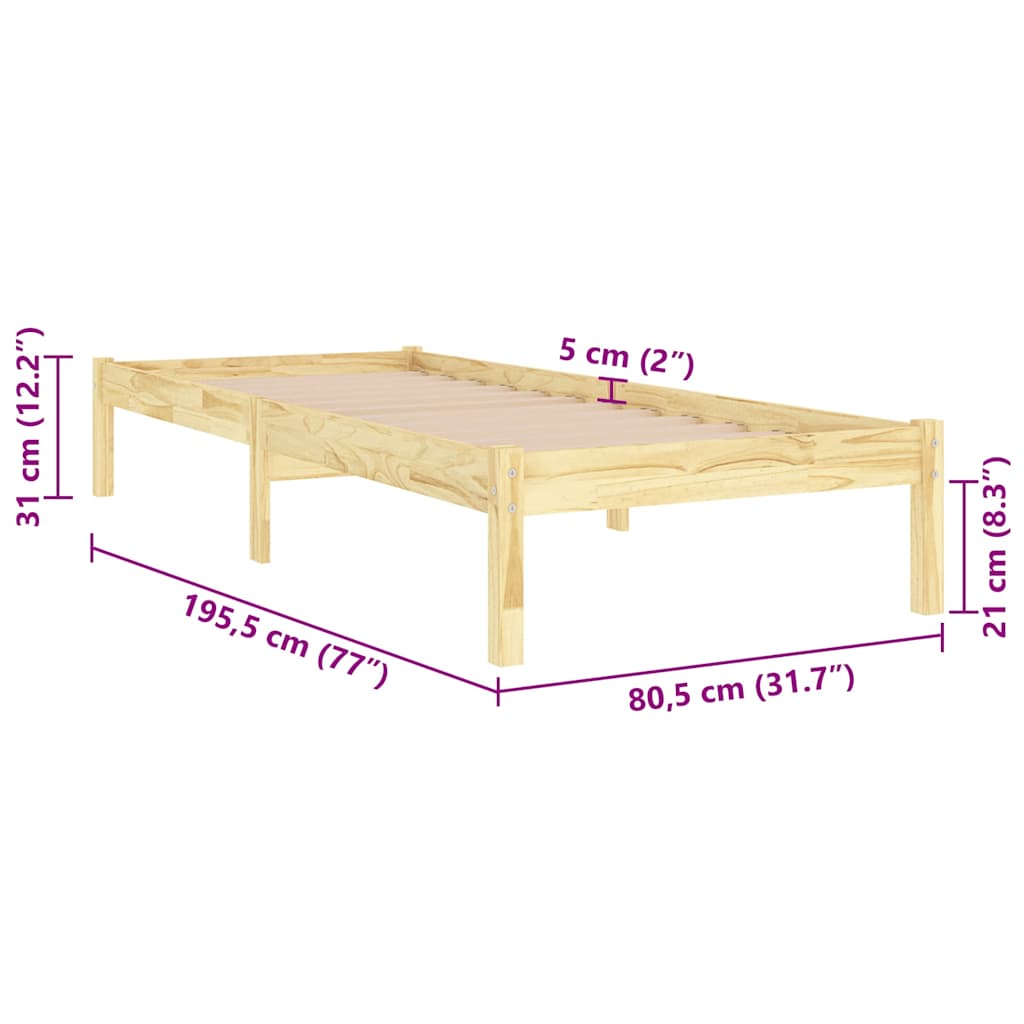 Giroletto in Legno Massello 75x190 cm Small Single | homemem39