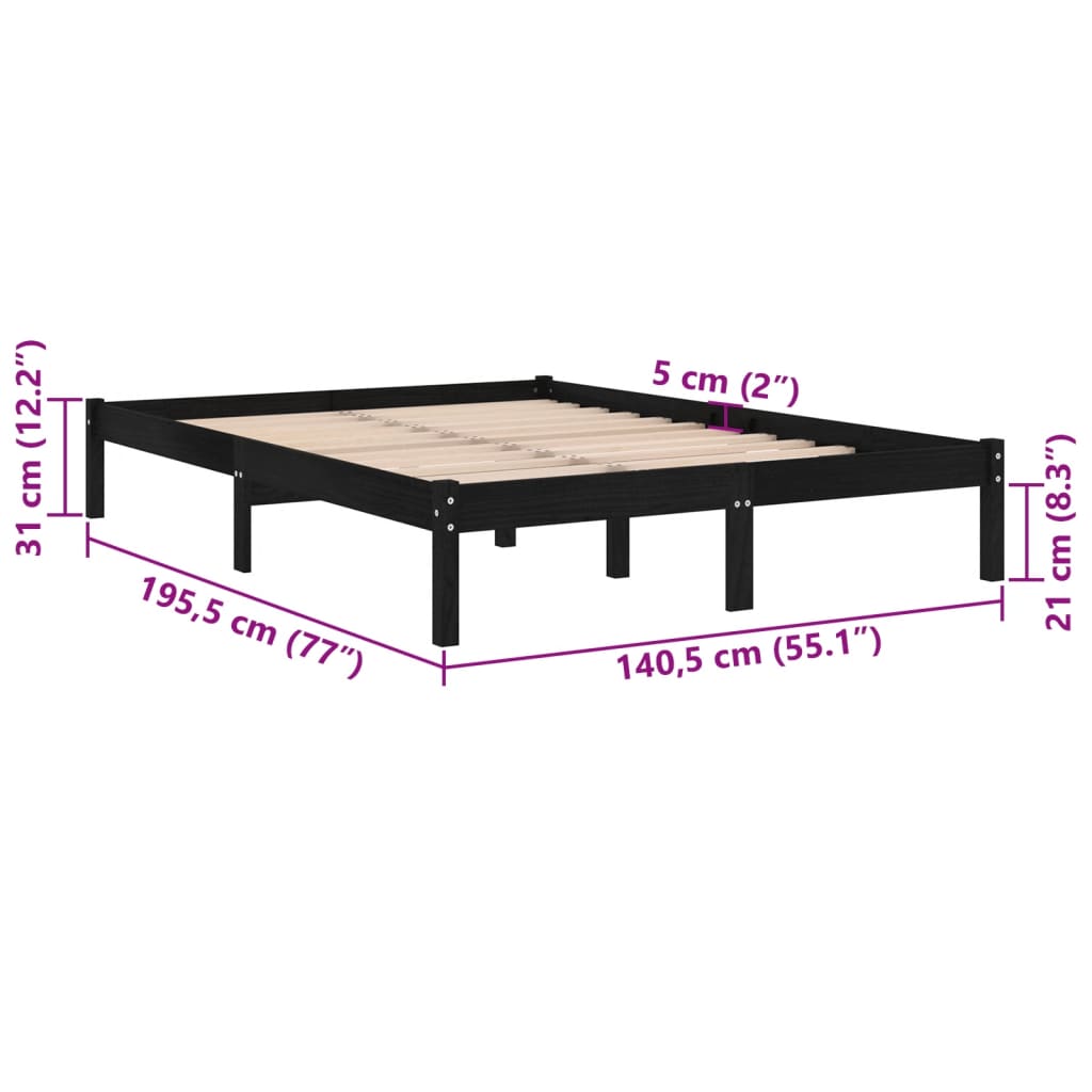Giroletto Nero in Legno Massello 135x190 cm Double | homemem39
