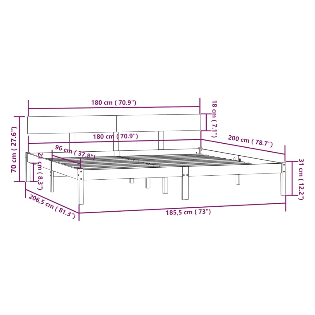 Giroletto in Legno Massello 180x200 cm Super King | homemem39