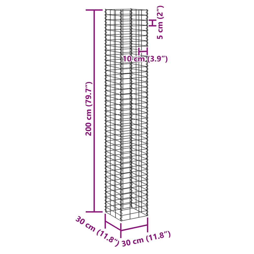 Fioriere Rialzate a Gabbione 3 pz 30x30x200 cm in Ferro | homemem39