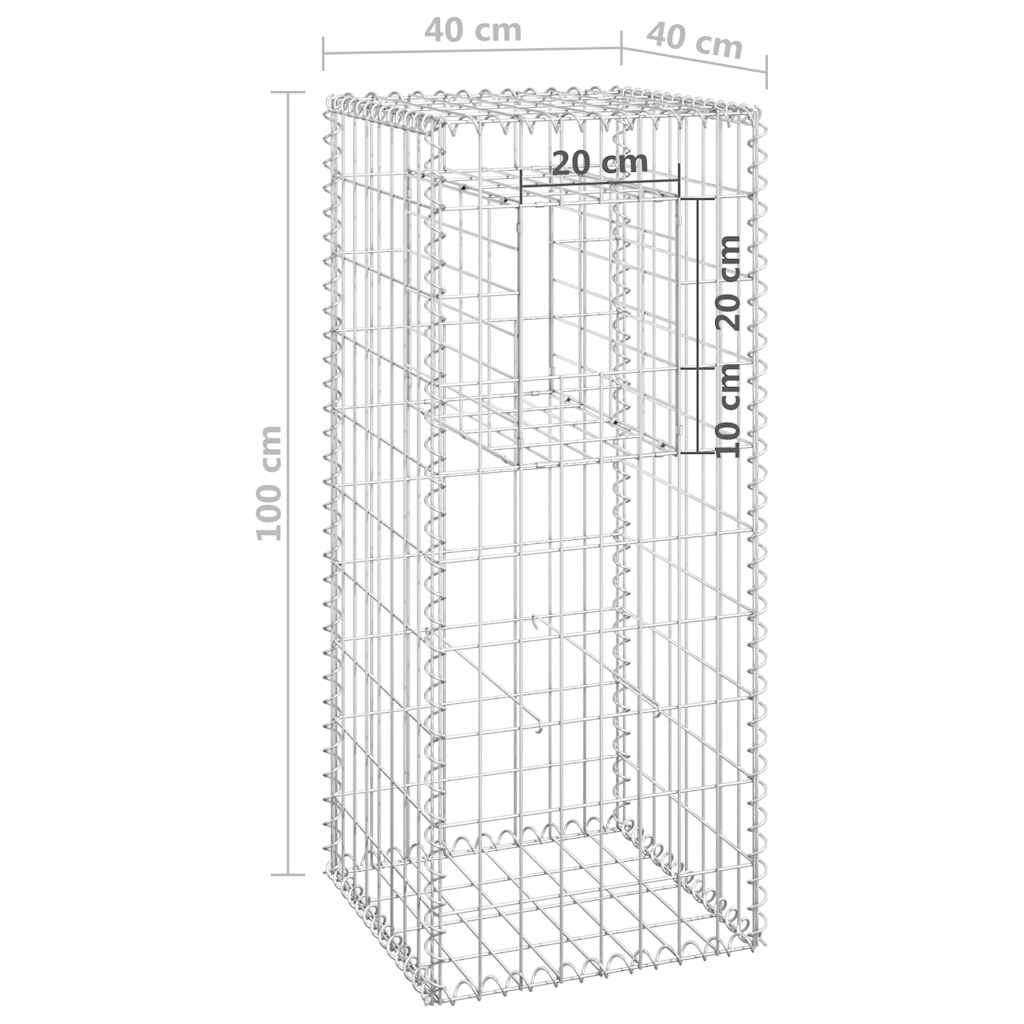 Cesto a Gabbione a Torre 40x40x100 cm in Ferro - homemem39