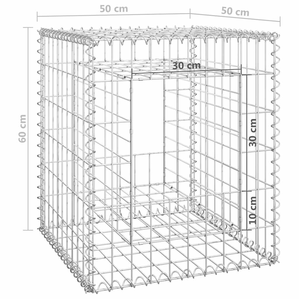 Cesto a Gabbione a Torre 50x50x60 cm in Ferro - homemem39