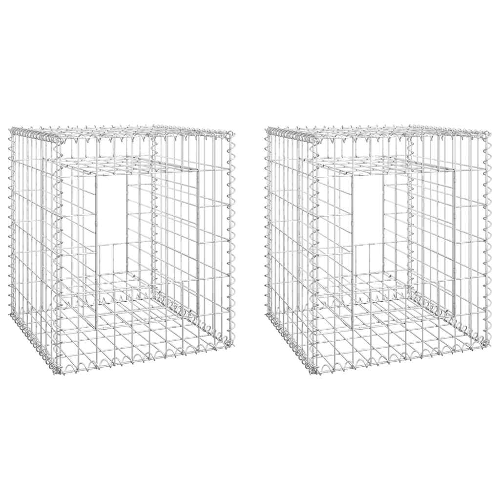 Cesti a Gabbione a Torre 2 pz 50x50x60 cm in Ferro - homemem39