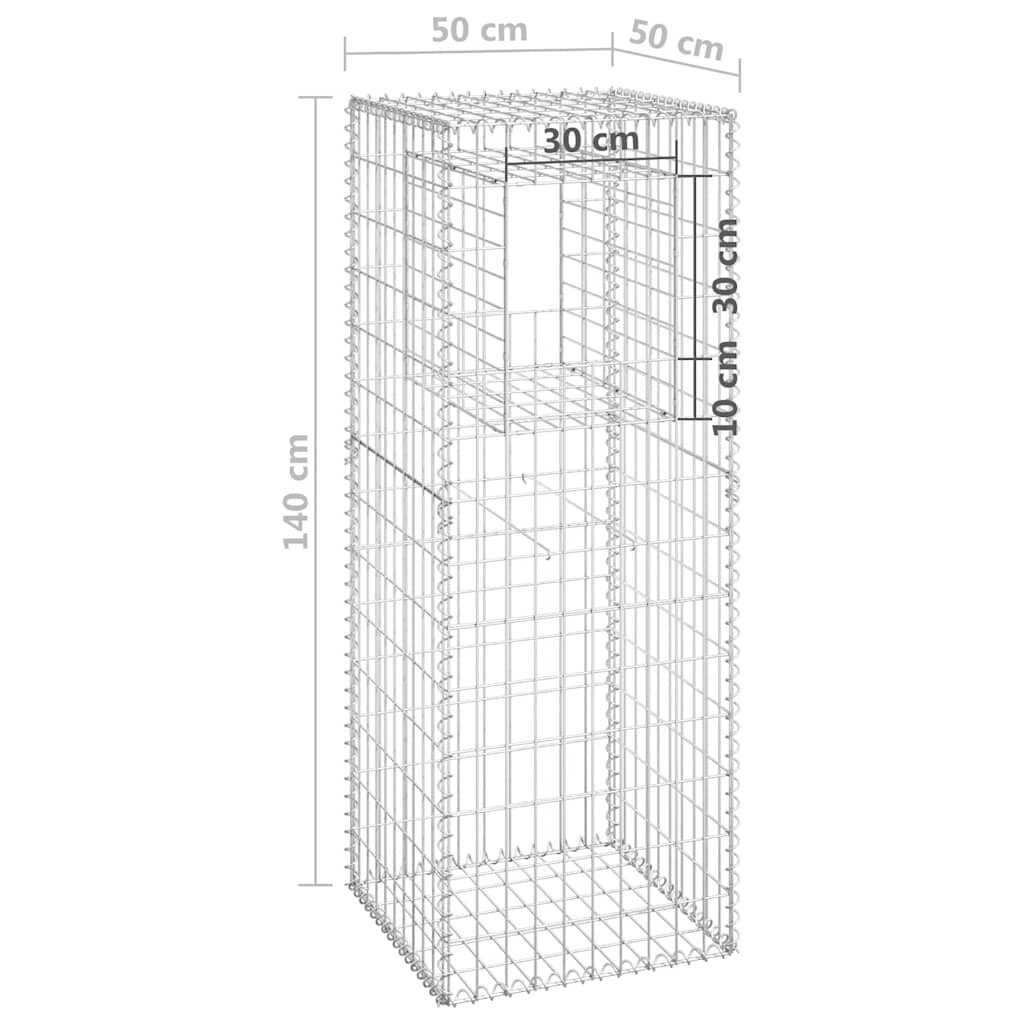 Cesti a Gabbione a Torre 2 pz 50x50x140 cm in Ferro | homemem39