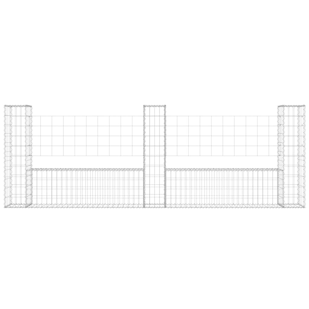 Cesto Gabbione a U con 3 Pali in Ferro 260x20x100 cm - homemem39