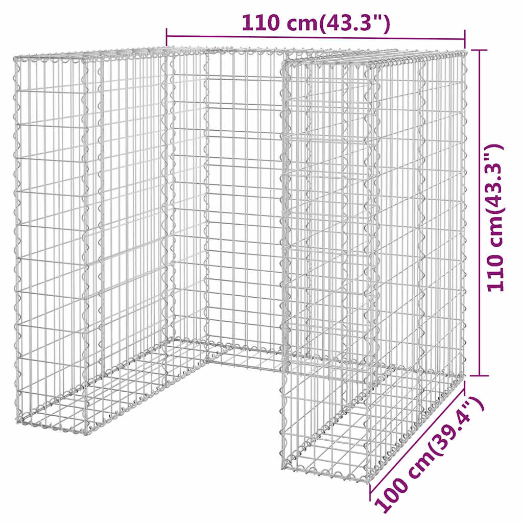 Gabbione per Bidoni in Acciaio Zincato 110x100x110 cm - homemem39