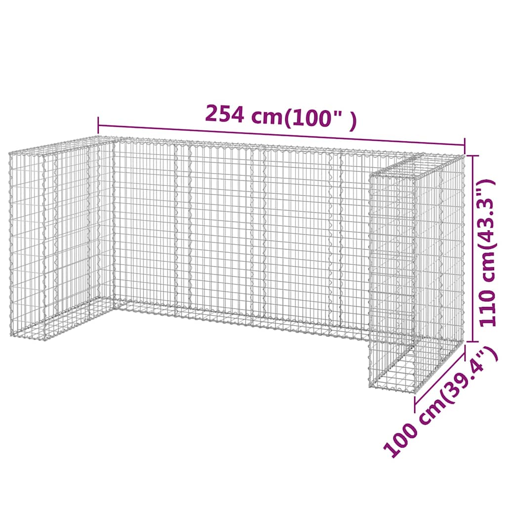 Gabbione per Bidoni in Acciaio Zincato 254x100x110 cm - homemem39
