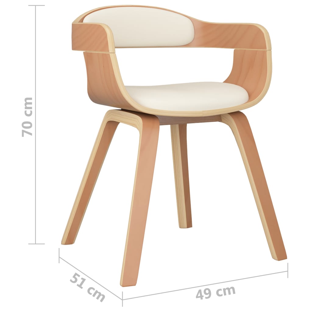 Sedia da Pranzo Crema in Legno Curvato e Similpelle | homemem39