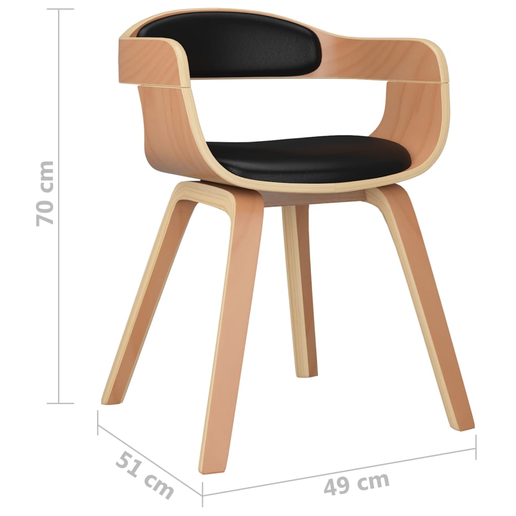 Sedie da Pranzo 2 pz Nere in Legno Curvato e Similpelle | homemem39