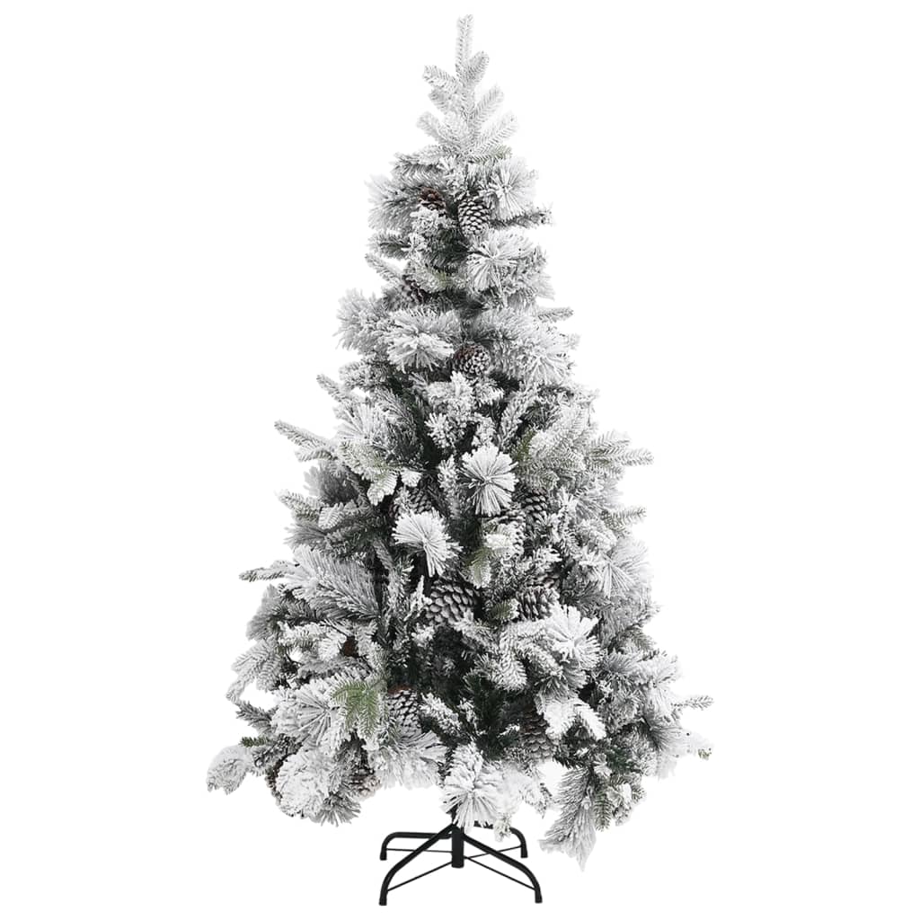 Albero di Natale con Neve Floccata e Pigne 195 cm PVC e PE - homemem39