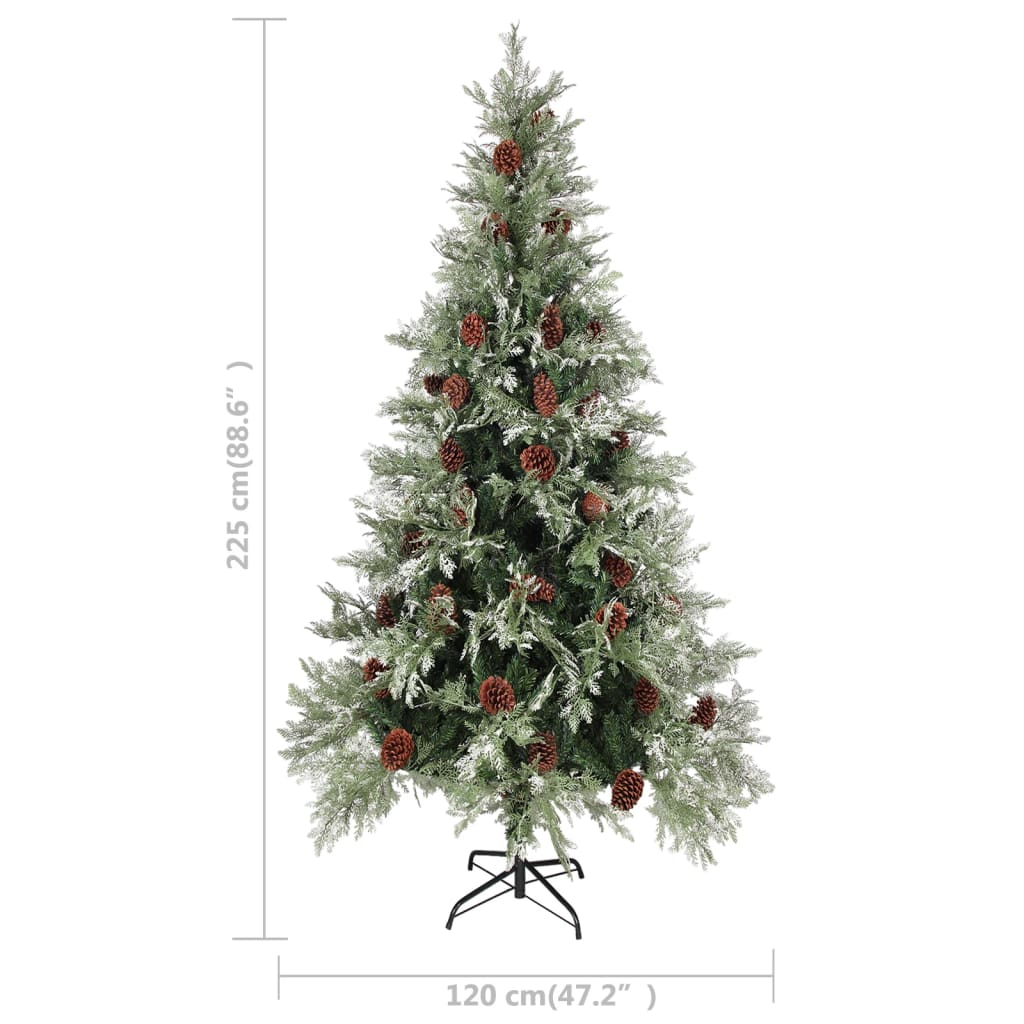 Albero di Natale con Luci e Pigne Verde e Bianco 225cm PVC e PE | homemem39