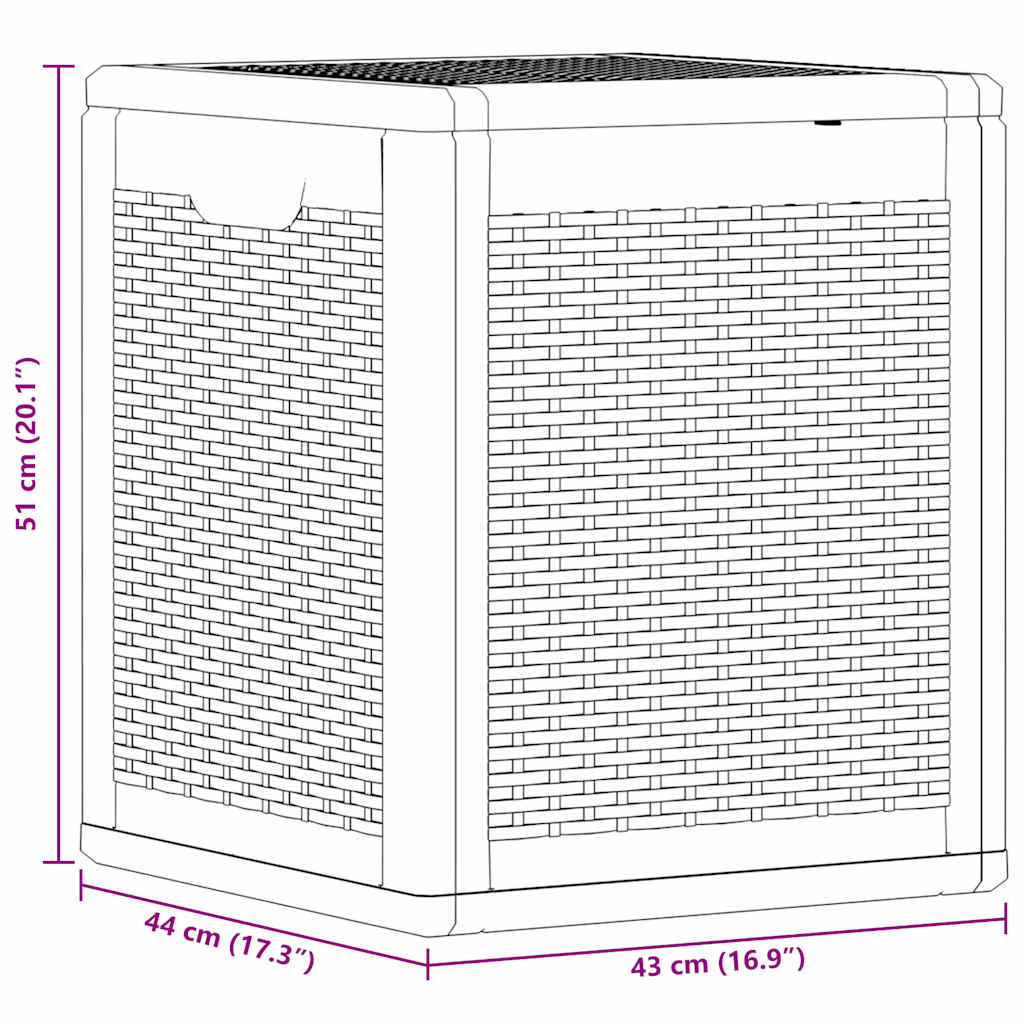 Baule da Giardino 90 L Nero in Rattan PP