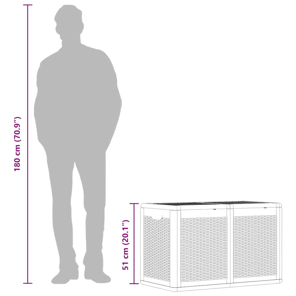 Baule da Giardino 180 L Nero in Rattan PP