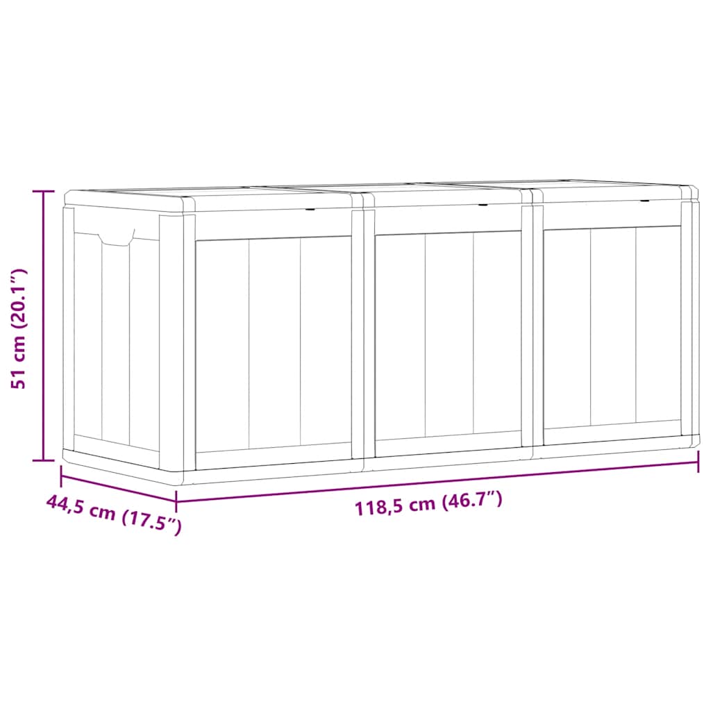 Baule da Giardino 270 L Grigio Aspetto legno in PP