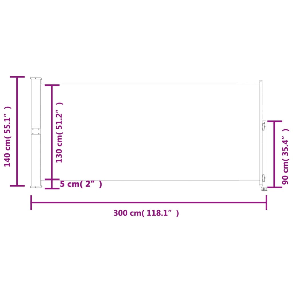 Tenda Laterale Retrattile per Patio 140x300 cm Nera - homemem39