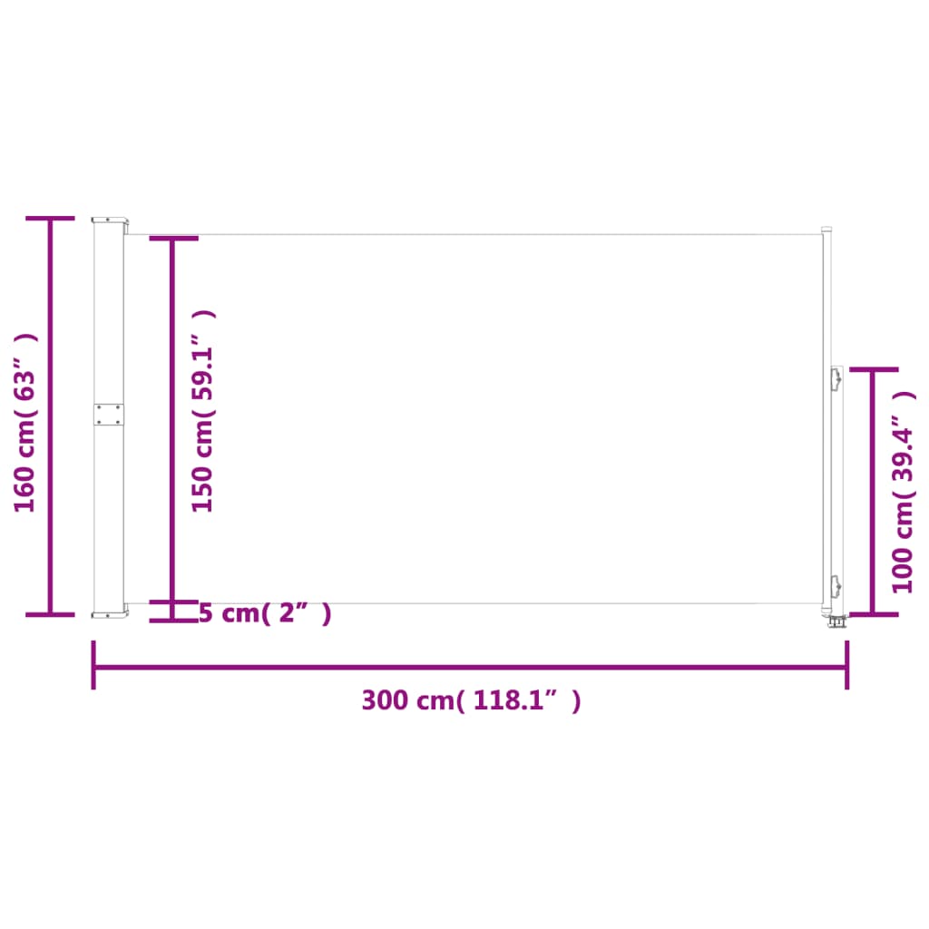 Tenda Laterale Retrattile per Patio 160x300 cm Grigia - homemem39