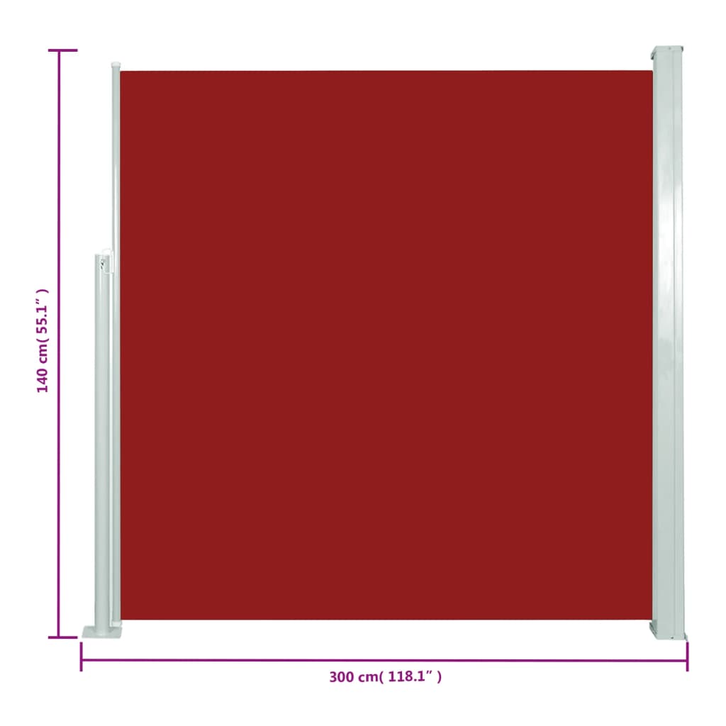 Tenda Laterale Retrattile per Patio 140x300 cm Rossa - homemem39