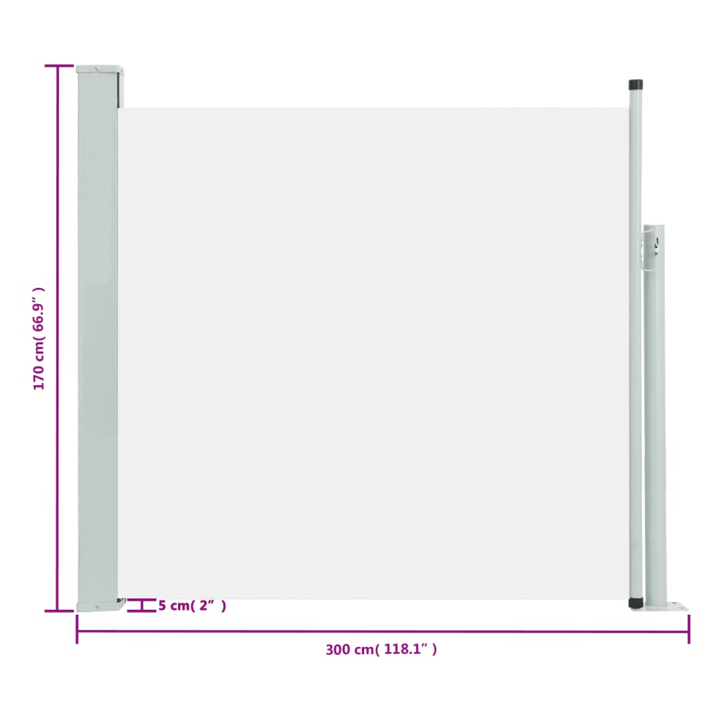 Tenda Laterale Retrattile per Patio 170x300 cm Crema - homemem39