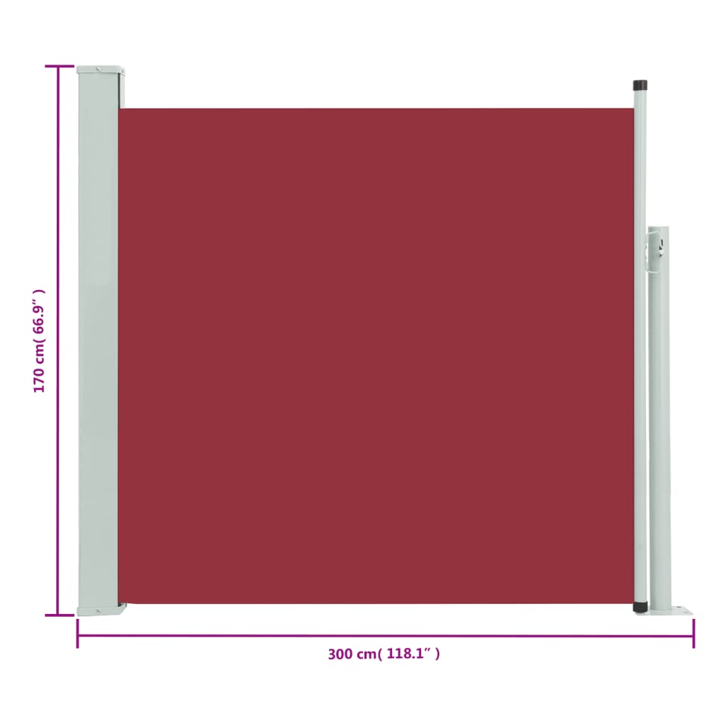 Tenda Laterale Retrattile per Patio 170x300 cm Rossa - homemem39