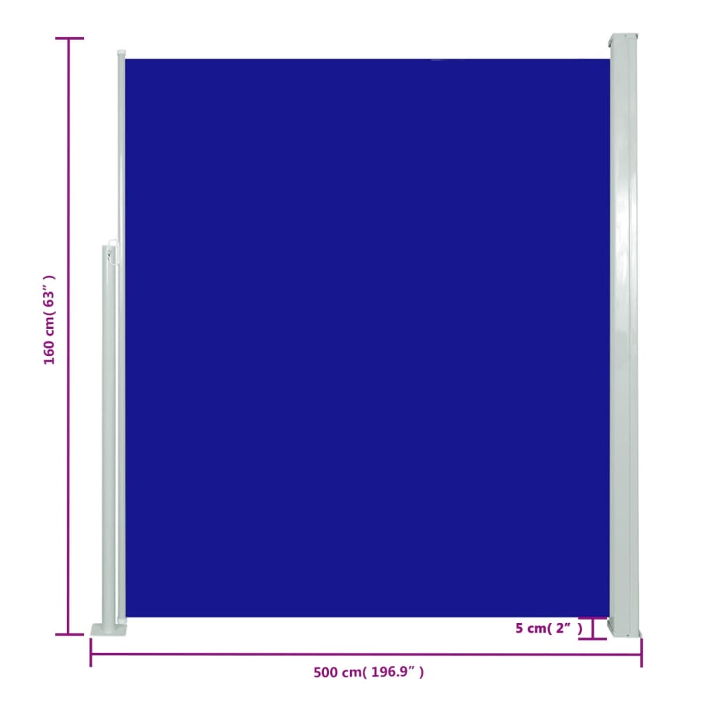 Tenda Laterale Retrattile per Patio 160x500 cm Blu - homemem39