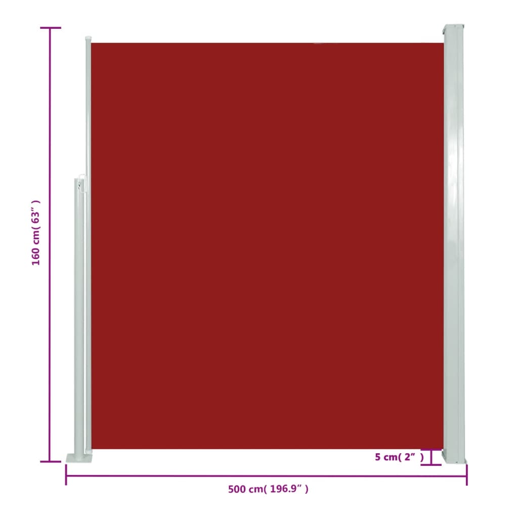 Tenda Laterale Retrattile per Patio 160x500 cm Rossa - homemem39