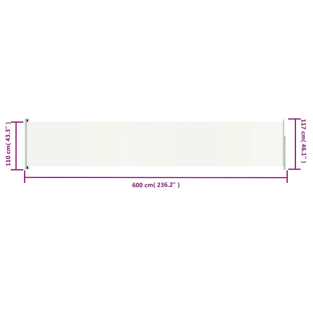Tenda Laterale Retrattile per Patio 117x600 cm Crema - homemem39
