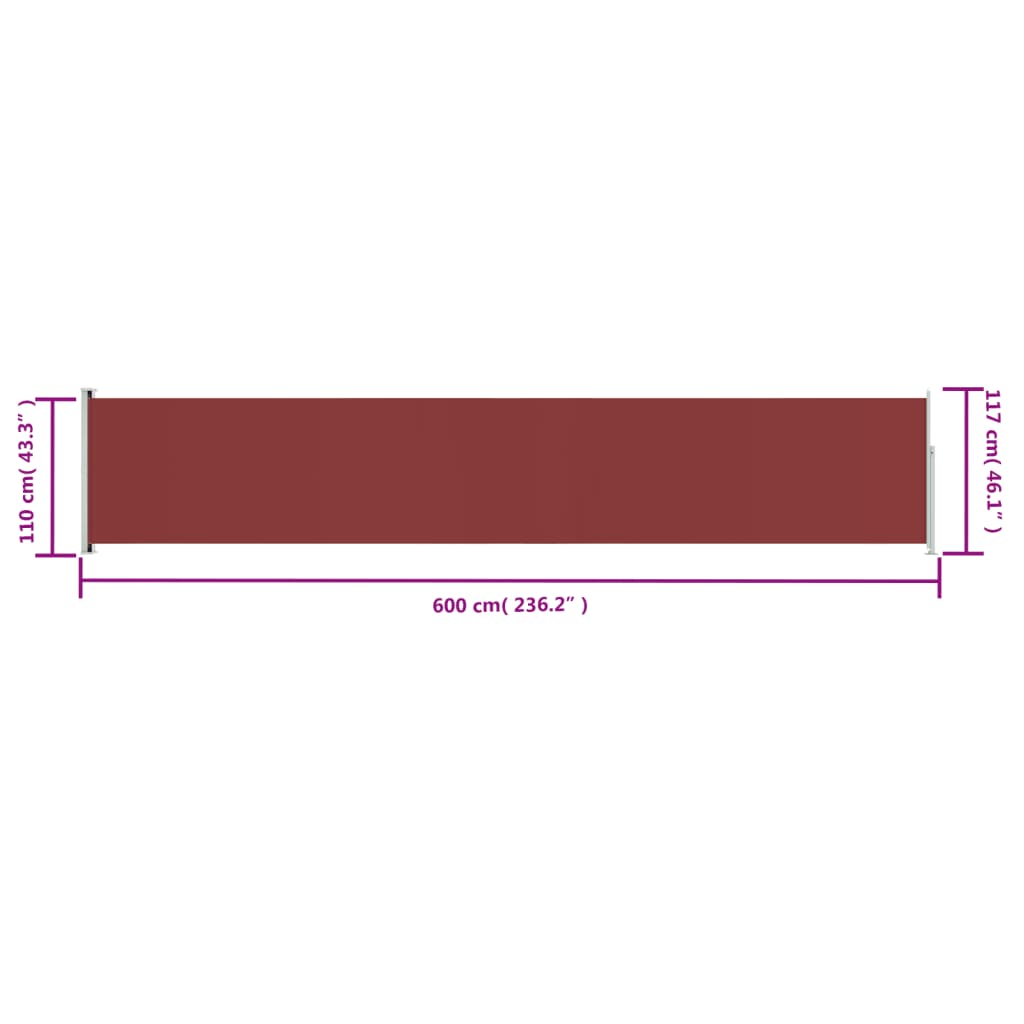 Tenda Laterale Retrattile per Patio 117x600 cm Rossa - homemem39