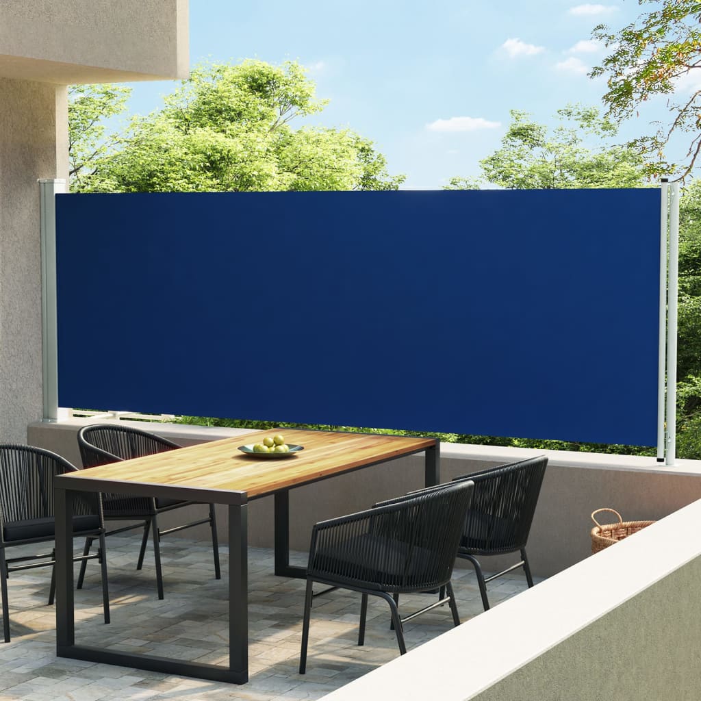 Tenda da Sole Laterale Retrattile per Patio 160x600 cm Blu - homemem39